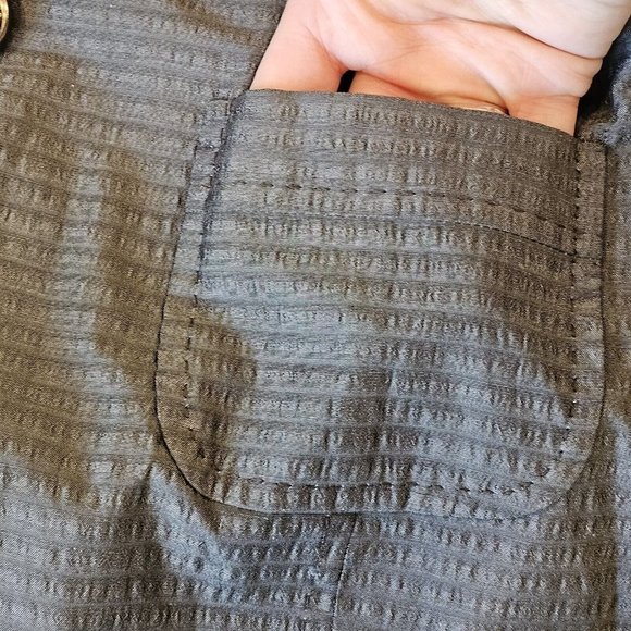 Classiques Entier Medium Gray Textured‎ Stripe Blazer Big Buttons 3/4 Sleeve - Picture 6 of 11